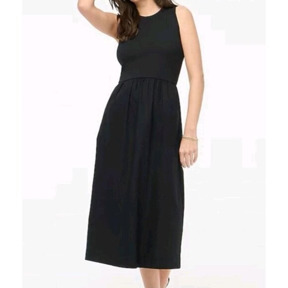 J.Crew Womens Black Sleeveless Midi Dress Petite XL Ribbed Bodice - Picture 1 of 5